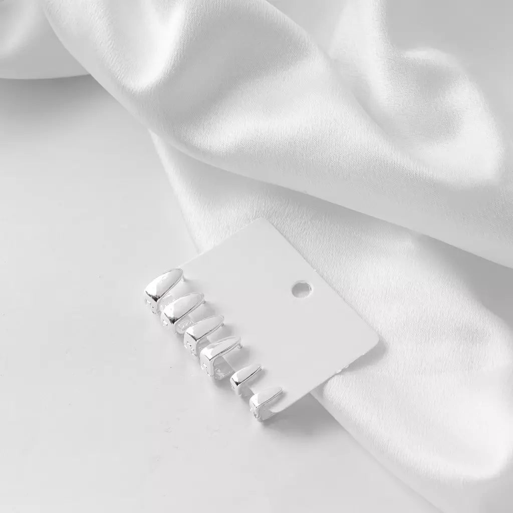 Set of Three Plain Triangular Flat Hoop Earrings - Silver