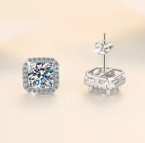 Color Earrings Mosonite Earring Square Bag Earrings