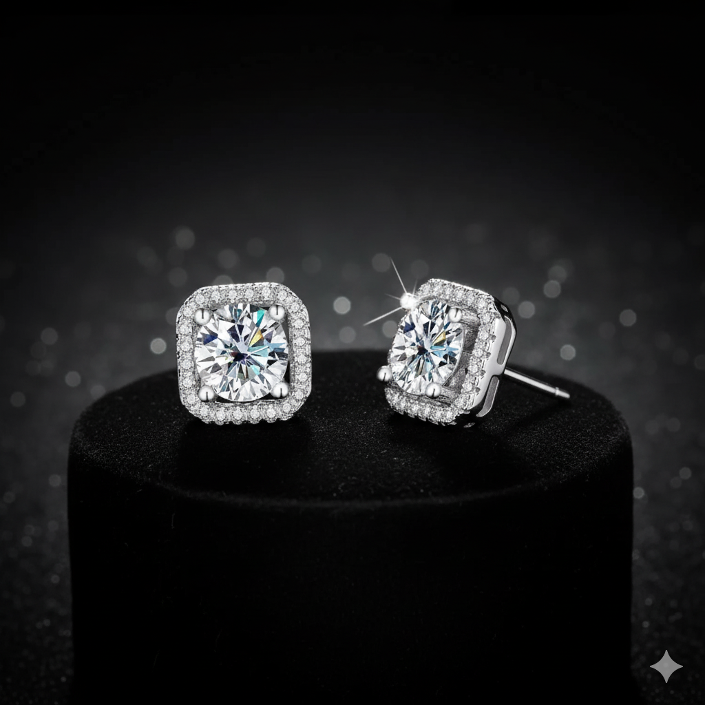 Color Earrings Mosonite Earring Square Bag Earrings