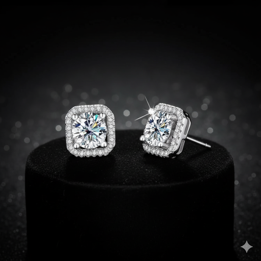 Color Earrings Mosonite Earring Square Bag Earrings